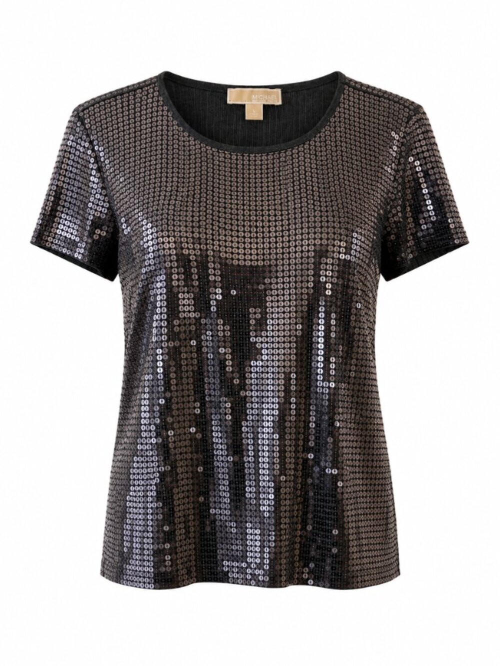 Michael Michael Kors Grey Sequin Short Sleeve Top Size L